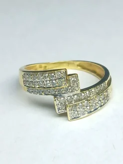 Bague croisée style art déco en or jaune