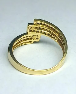 Bague croisée style art déco en or jaune