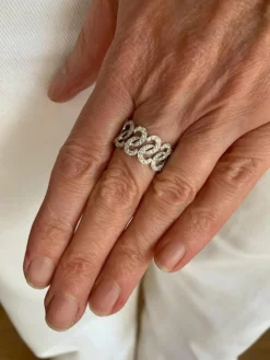 Bague Croisillons or gris diamants