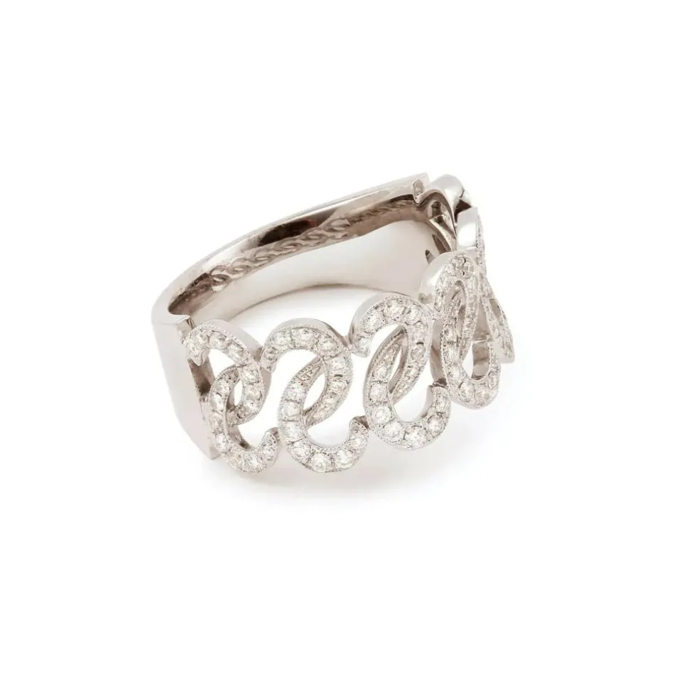 Bague Croisillons or gris diamants