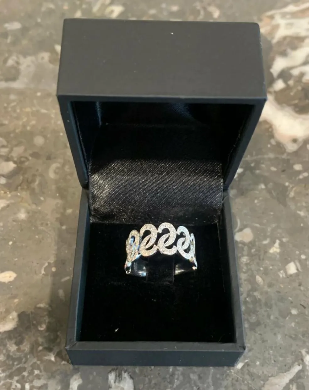 Bague Croisillons or gris diamants