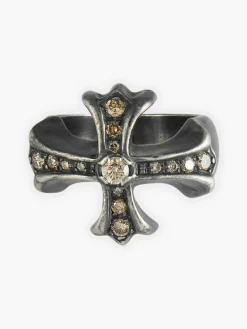 Bague Croix Médiévale diamants bruns