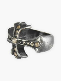 Bague Croix Médiévale diamants bruns