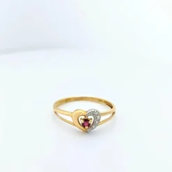 Bague cœur 2 ors et rubis