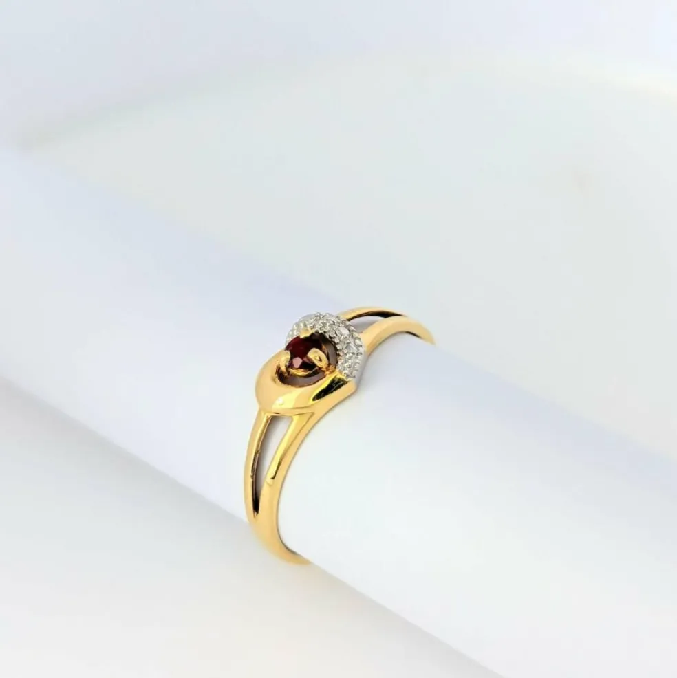 Bague cœur 2 ors et rubis