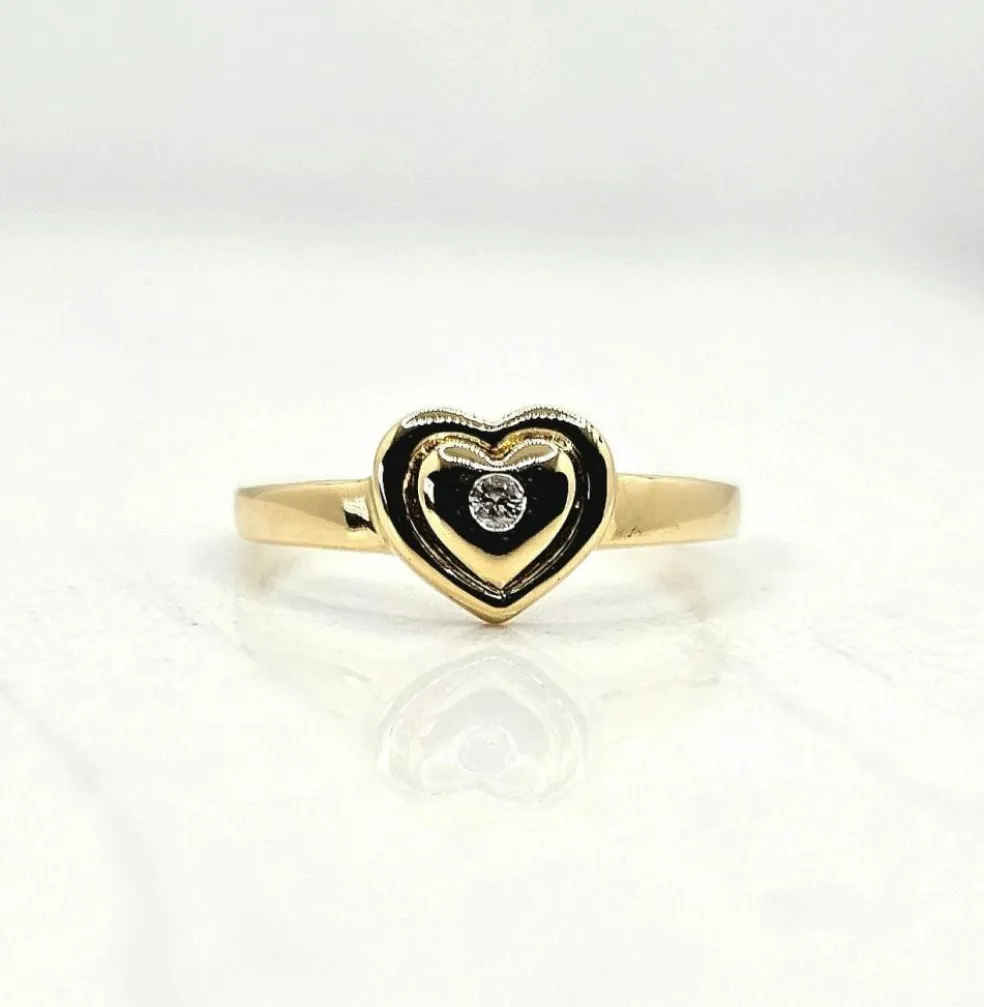Bague Cœur Or jaune Diamant