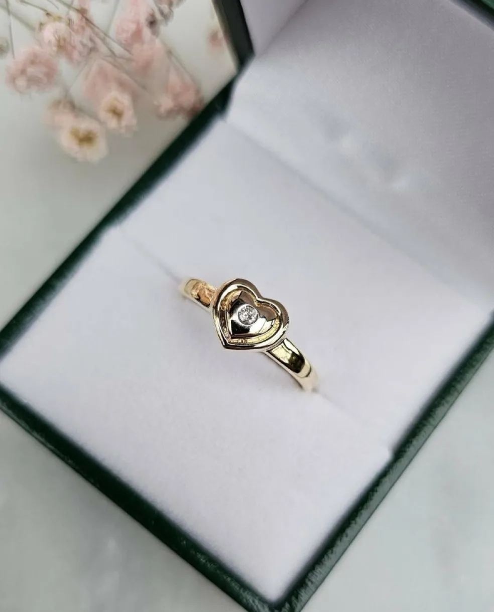 Bague Cœur Or jaune Diamant