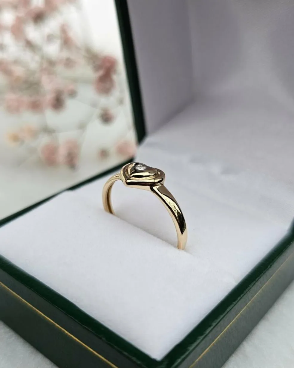 Bague Cœur Or jaune Diamant