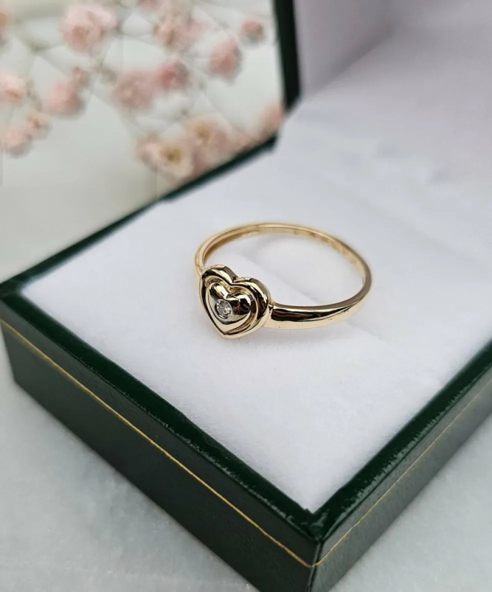 Bague Cœur Or jaune Diamant