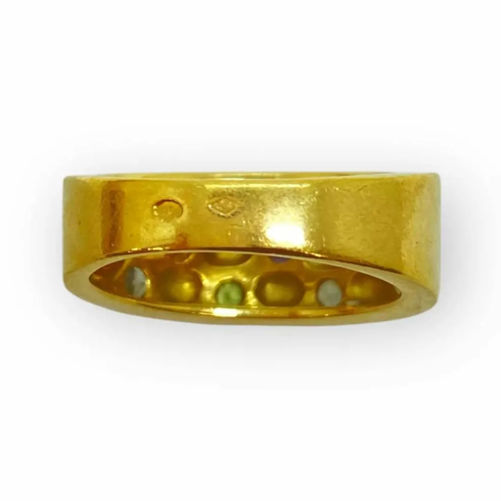 Bague damier empierrée multicolore