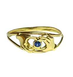 Bague d'amour en or jaune et saphir