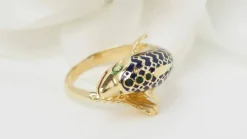 Bague Dauphin or jaune et émail