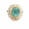 BAGUE DÉCO' EN OR JAUNE 18 KT - ÉMERAUDE NATURELLE ET DIAMANTS