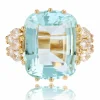 Bague de cocktail aigue-marine et diamants
