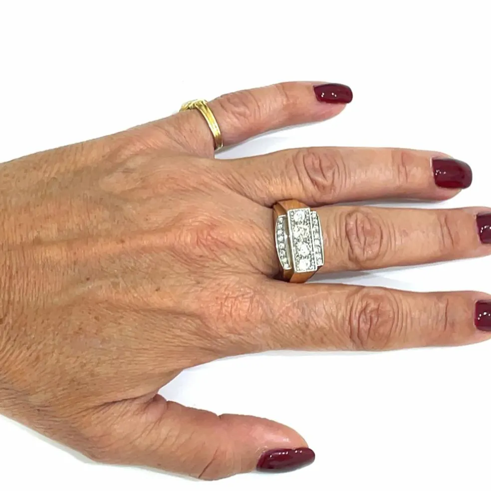 Bague de cocktail Art Déco diamants
