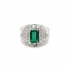 Bague de cocktail colombienne rétro en diamant émeraude