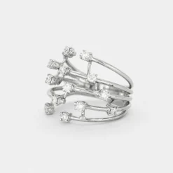 Bague de cocktail en or gris et diamants