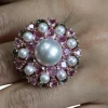 Bague de cocktail Perles Saphirs de couleur