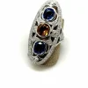 Bague de créateur Marquise saphirs diamants