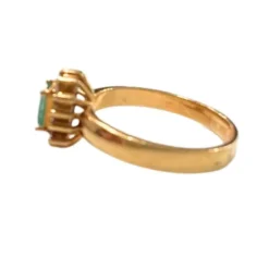 BAGUE DE DESIGN CONTEMPORAIN en OR 18 carats avec DIAMANTS et ÉMERAUDE