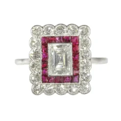 Bague de fiançailles Art Déco diamant rubis