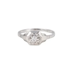 Bague de fiançailles Art Déco or blanc et diamant