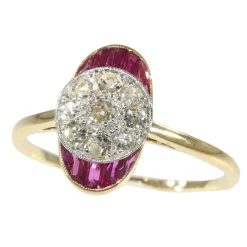 Bague de fiançailles Art Déco diamant et rubis