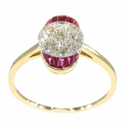 Bague de fiançailles Art Déco diamant et rubis