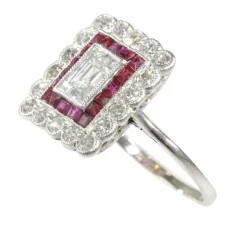 Bague de fiançailles Art Déco diamant rubis