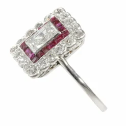 Bague de fiançailles Art Déco diamant rubis