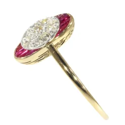 Bague de fiançailles Art Déco diamant et rubis