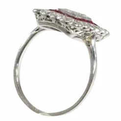 Bague de fiançailles Art Déco diamant rubis