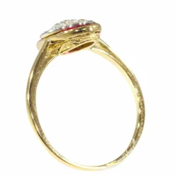 Bague de fiançailles Art Déco diamant et rubis