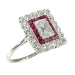 Bague de fiançailles Art Déco diamant rubis