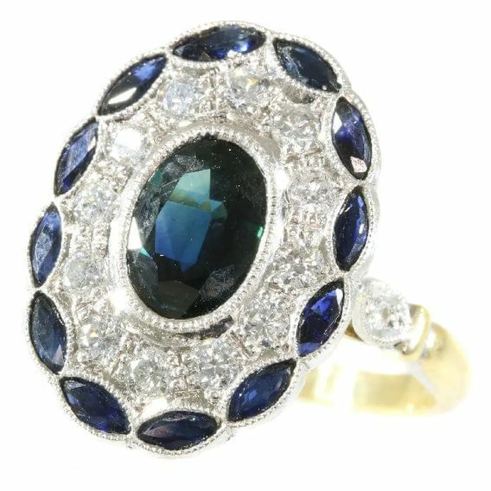 Bague de fiançailles diamant et saphir