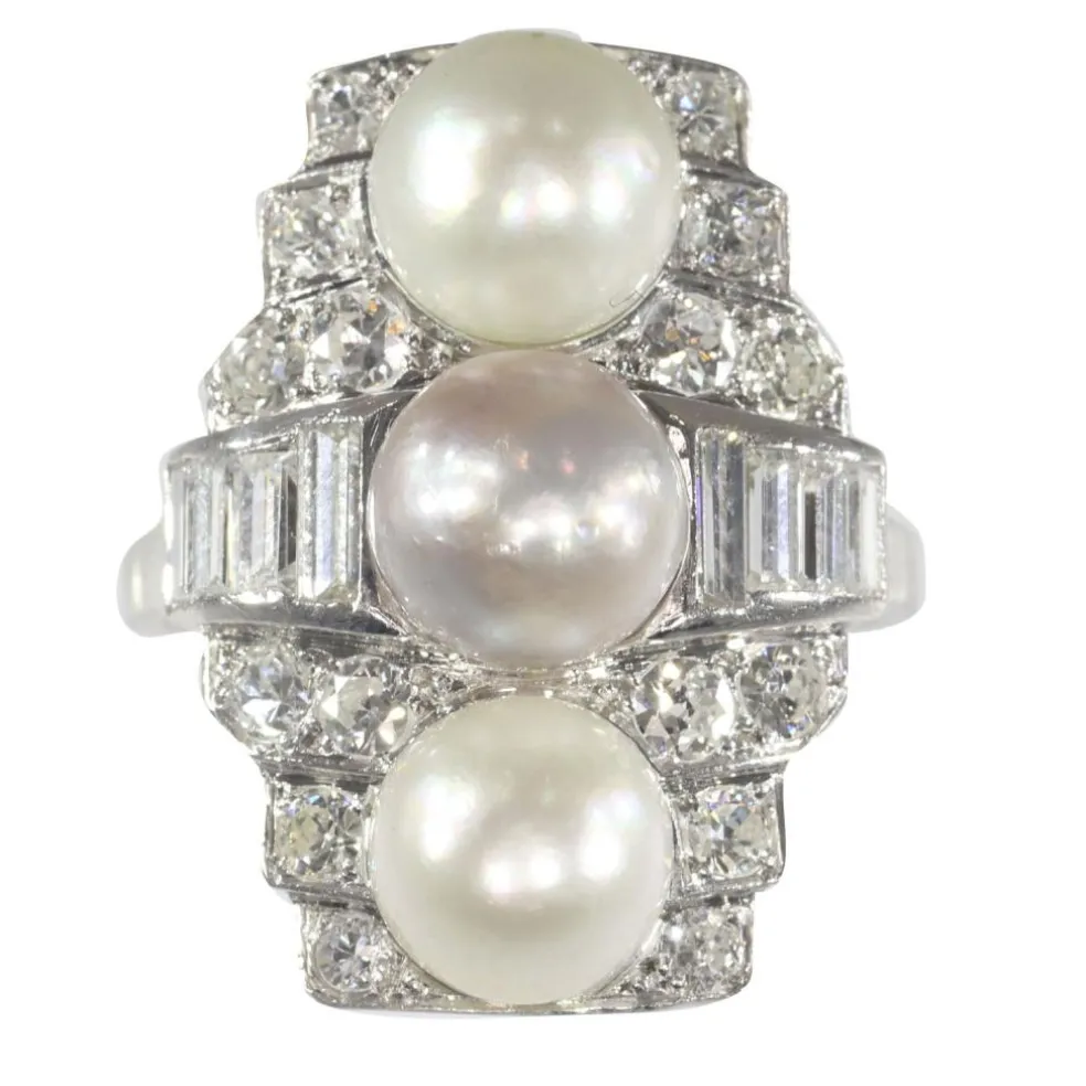 Bague de fiançailles diamant et perle