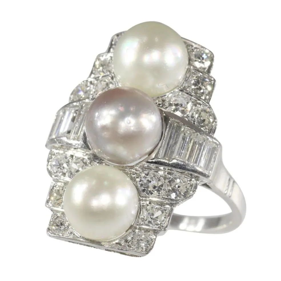 Bague de fiançailles diamant et perle