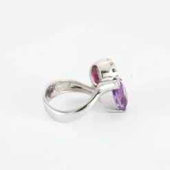 Bague de fiançailles diamants tourmaline et améthyste