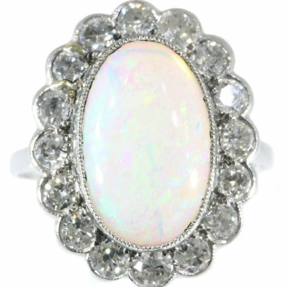 Bague de fiançailles diamant opale
