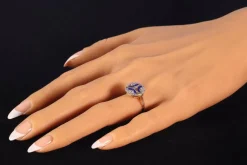 Bague de fiançailles diamant Art Déco avec émail bleu