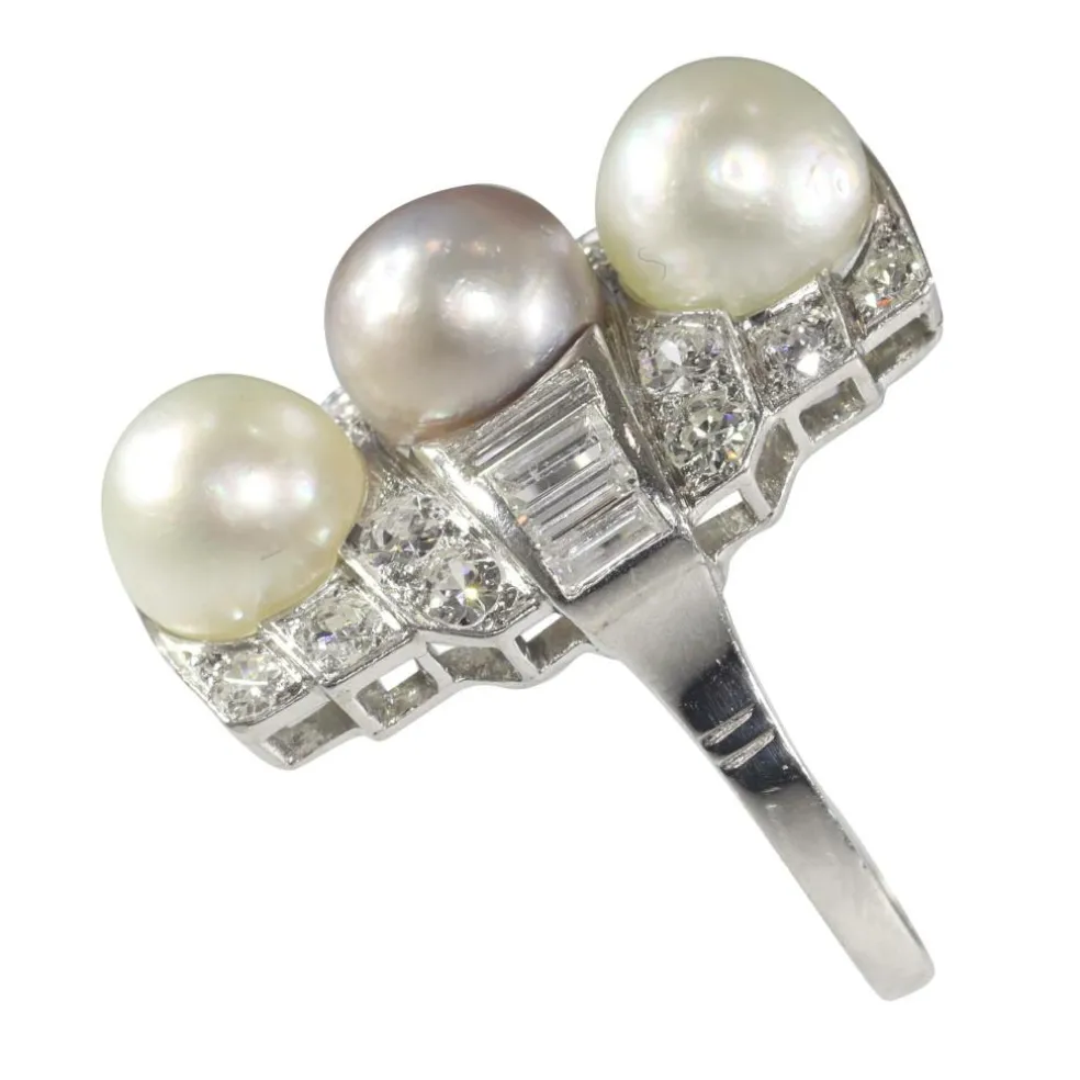 Bague de fiançailles diamant et perle