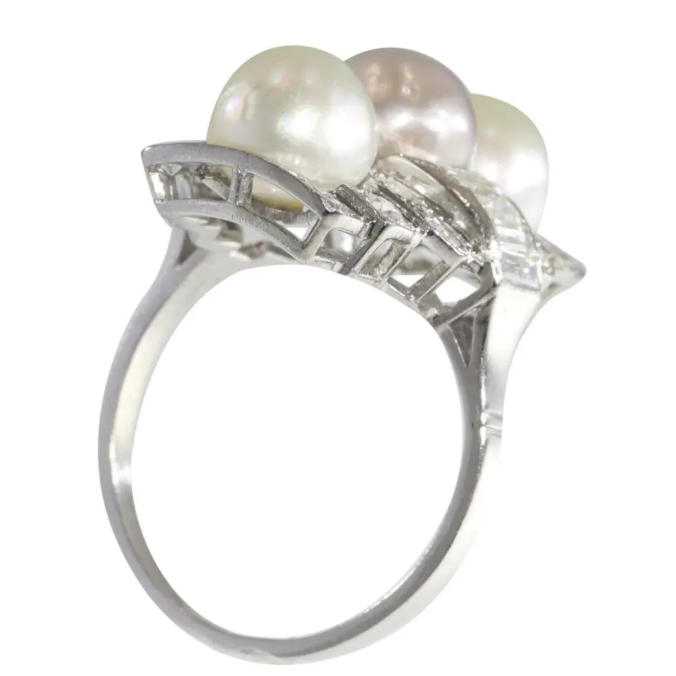 Bague de fiançailles diamant et perle