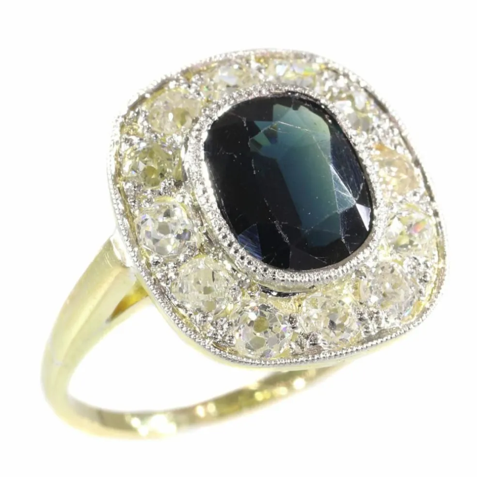 Bague de fiançailles diamant et saphir