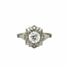 Bague de fiançailles en filigrane avec plaque de diamant Art Déco