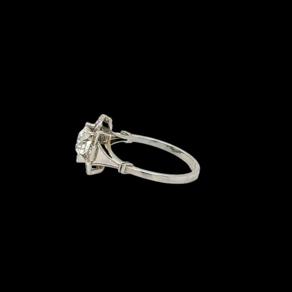 Bague de fiançailles en filigrane avec plaque de diamant Art Déco