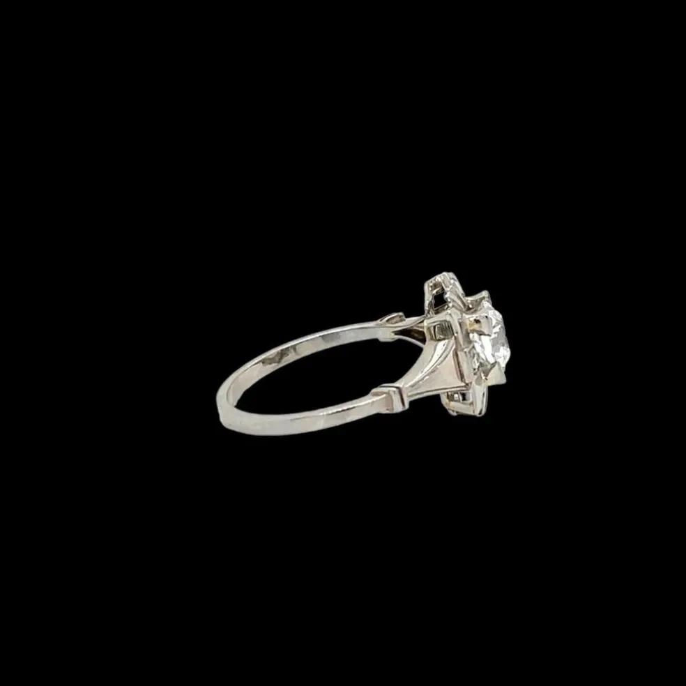 Bague de fiançailles en filigrane avec plaque de diamant Art Déco