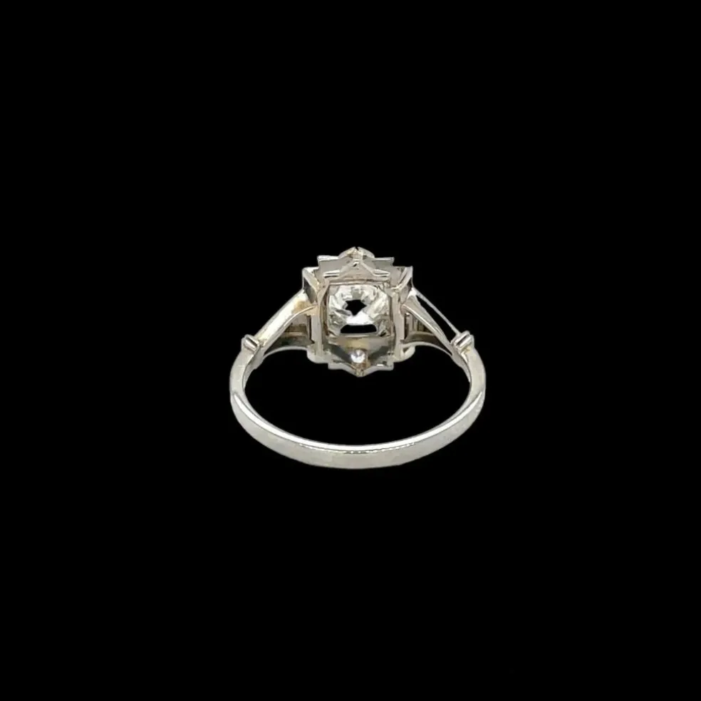 Bague de fiançailles en filigrane avec plaque de diamant Art Déco