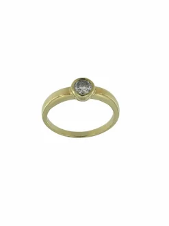 Bague de fiançailles en or jaune certifiée HRD avec diamant