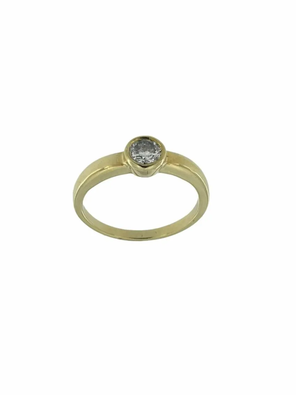 Bague de fiançailles en or jaune certifiée HRD avec diamant