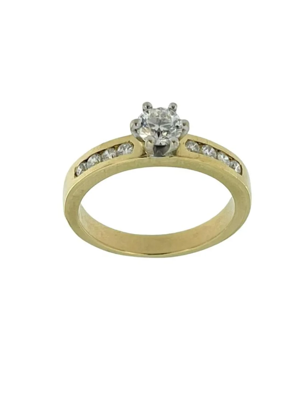 Bague de fiançailles en or jaune et blanc certifiée HRD avec diamants